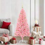vidaXL Julgran med 150 LED-lampor med stativ Rosa 150 cm PVC