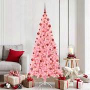 vidaXL Julgran med 300 LED-lampor med stativ Rosa 180 cm PVC