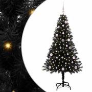 vidaXL Julgran med 150 LED-lampor med stativ Svart 150 cm PVC