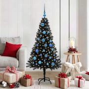 vidaXL Julgran med 150 LED-lampor med stativ Svart 150 cm PVC