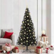 vidaXL Julgran med 300 LED-lampor med stativ Svart 210 cm PVC