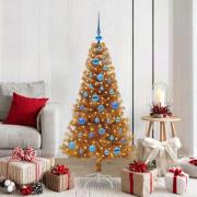 vidaXL Julgran med 150 LED-lampor med stativ Guld 150 cm PET