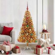 vidaXL Julgran med 150 LED-lampor med stativ Guld 150 cm PET