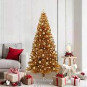 vidaXL Julgran med 300 LED-lampor med stativ Guld 180 cm PET