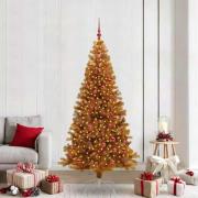 vidaXL Julgran med 300 LED-lampor med stativ Guld 210 cm PET