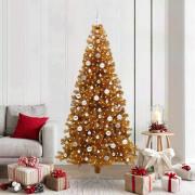 vidaXL Julgran med 300 LED-lampor med stativ Guld 210 cm PET