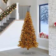 vidaXL Julgran med 300 LED-lampor med stativ Guld 240 cm PET