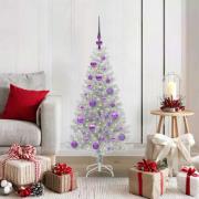 vidaXL Julgran med 150 LED-lampor med stativ Silver 120 cm PET