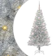 vidaXL Julgran med 150 LED-lampor med stativ Silver 150 cm PET