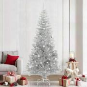 vidaXL Julgran med 300 LED-lampor med stativ Silver 240 cm PET