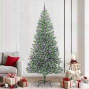 vidaXL Konstgjord Julgran Snöflockad med LED Ljus Grön och Vit 240 cm
