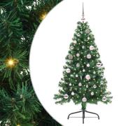 vidaXL Konstgjord Förbelyst Julgran med 150 LED-lampor Grön 150 cm PVC