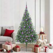 vidaXL Konstgjord Förbelyst Julgran med 300 LED-lampor Grön 180 cm PVC