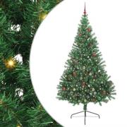 vidaXL Konstgjord Förbelyst Julgran med 300 LED-lampor Grön 240 cm PVC