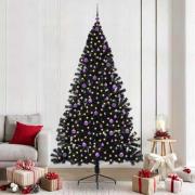 vidaXL Konstgjord Förbelyst Julgran Svart 240 cm PVC