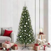 vidaXL Konstgjord julgran med 300 LED-lampor Grön 210 cm PE och PVC