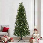 vidaXL Konstgjord julgran med 300 LED-lampor Grön 240 cm PE och PVC