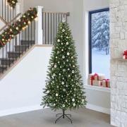 vidaXL Konstgjord julgran med 300 LED-lampor Grön 240 cm PE och PVC