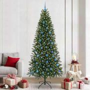 vidaXL Konstgjord julgran med 300 LED-lampor Grön 240 cm PE och PVC