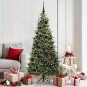 vidaXL Plast Hingad Julgran med 300 LED-lampor Grön 180 cm PE och PVC