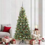 vidaXL Plast Hingad Julgran med 300 LED-lampor Grön 210 cm PE och PVC