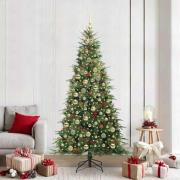 vidaXL Plast Hingad Julgran med 300 LED-lampor Grön 210 cm PE och PVC