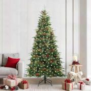 vidaXL Plast Hingad Julgran med 300 LED-lampor Grön 240 cm PE och PVC