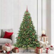 vidaXL Konstgjord julgran med 300 LED-lampor Grön 180 cm PE och PVC