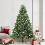 vidaXL Konstgjord julgran med 300 LED-lampor Grön 240 cm PE och PVC