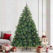 vidaXL Konstgjord julgran med 300 LED-lampor Grön 240 cm PE och PVC