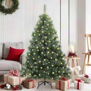 vidaXL Konstgjord julgran med 150 LED-lampor Grön 150 cm PE och PVC