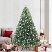 vidaXL Konstgjord julgran med 300 LED-lampor Grön 210 cm PE och PVC