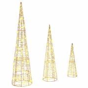 vidaXL Julgran med 90 LED-lampor 3 pcs Varmvit 20 x 20 x 80 cm PET