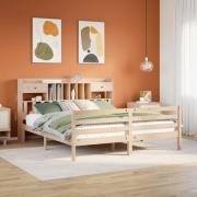 vidaXL Säng med bokhylla utan madrass 180x200cm massiv furu