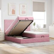 vidaXL Ottoman sängram med madrasser rosa 160x200 cm sammet