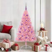 vidaXL Konstgjord Förbelyst Julgran med 150 LED-lampor Rosa 150 cm PVC