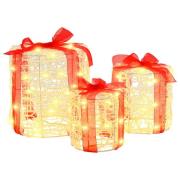 vidaXL Dekor av Gåva Box 3 pcs Varmvit 20 x 20 x 21 cm Akryl