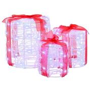 vidaXL Dekor av Gåva Box 3 pcs Kallvit 20 x 20 x 21 cm Akryl