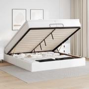 vidaXL Ottoman sängram med madrasser vit 200x200 cm konstläder