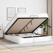vidaXL Ottoman sängram med madrasser vit 200x200 cm konstläder