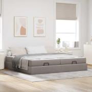 vidaXL Sängram med lagring Taupe 200 x 200 cm tyg