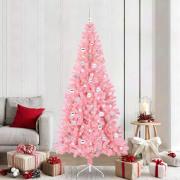 vidaXL Julgran med 300 LED-lampor med stativ Rosa 210 cm PVC