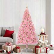 vidaXL Konstgjord Förbelyst Julgran med 300 LED-lampor Rosa 180 cm PVC
