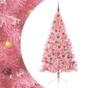 vidaXL Konstgjord Förbelyst Julgran med 300 LED-lampor Rosa 180 cm PVC