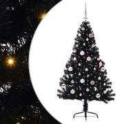 vidaXL Konstgjord Förbelyst Julgran Svart 150 cm PVC