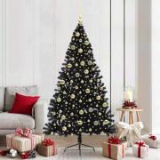 vidaXL Konstgjord Förbelyst Julgran Svart 210 cm PVC
