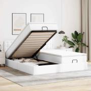 vidaXL Ottoman sängram med madrasser vit 180x200 cm konstläder