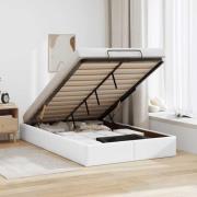 vidaXL Ottoman sängram utan madrass vit 120x190 cm konstläder