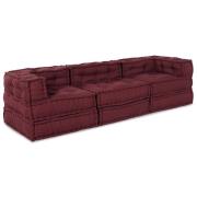 vidaXL Modulär soffa 3 pcs Bordeaux 70 x 70 x 56 cm tyg
