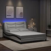 vidaXL Bed Frame with LED without Mattress "Hvar" White and Black 140x...